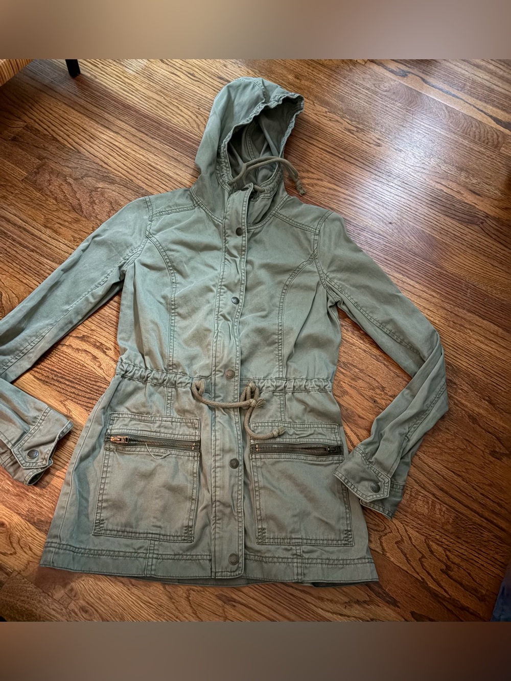 *Light Olive Hooded Anorak Jacket -